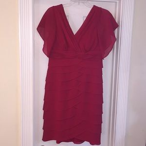 Red crepe cocktail dress